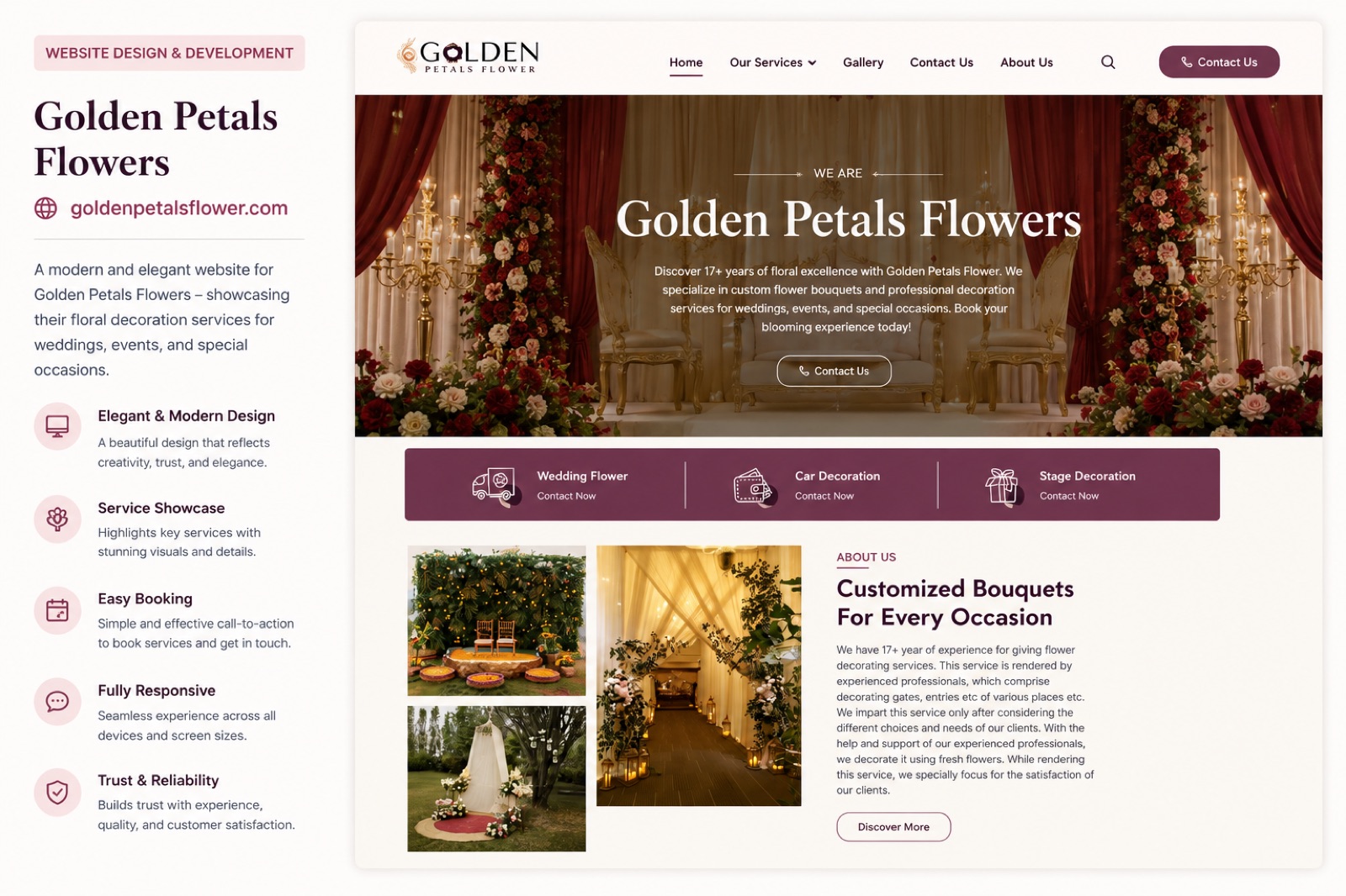 Golden Petals Flowers — Florist · Events website