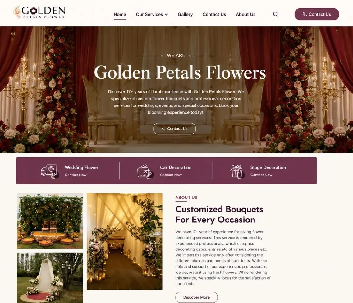 Golden Petals Flowers website screenshot