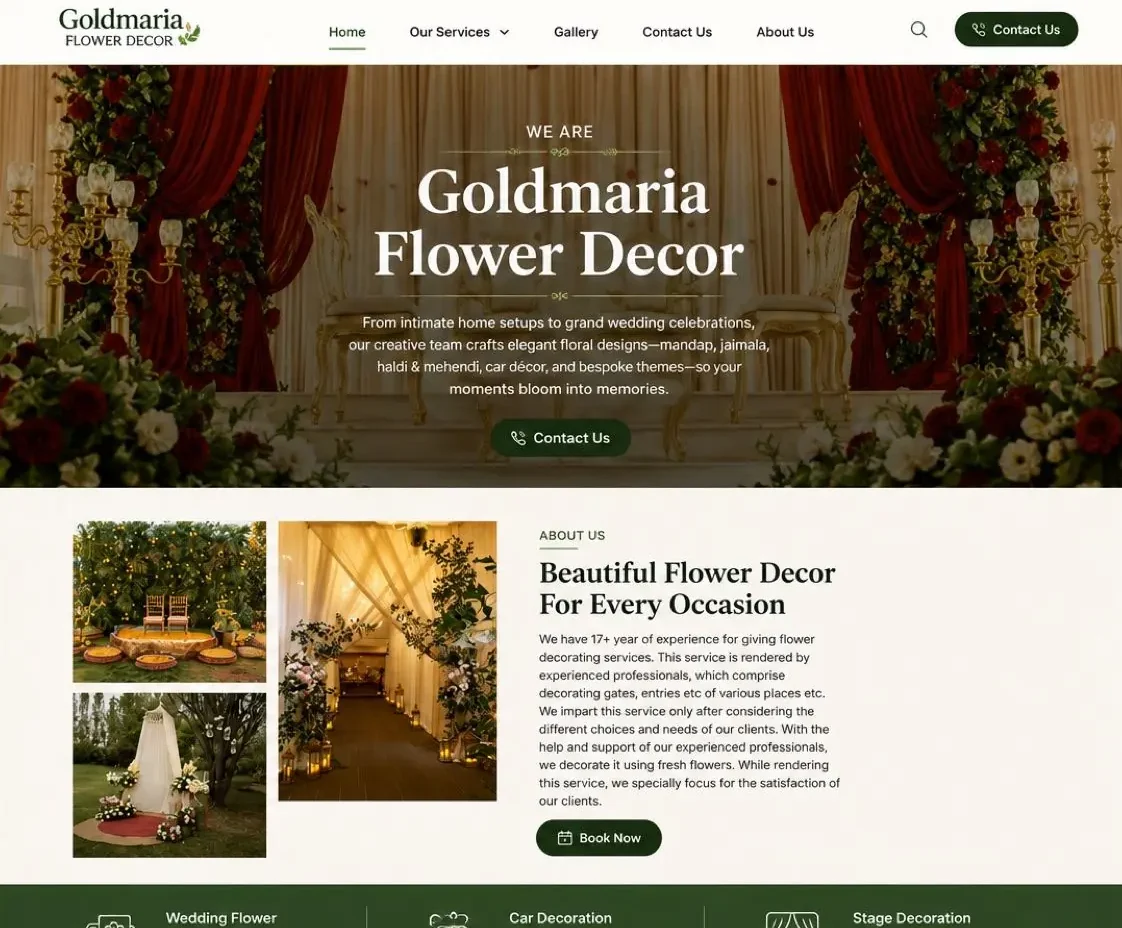Goldmaria Flower Decor website screenshot